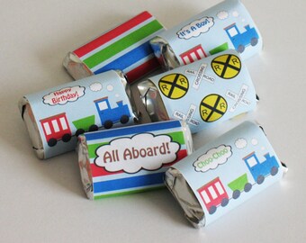 Train Mini Chocolate Candy Bar Wrappers - INSTANT DOWNLOAD - Printable Digital File