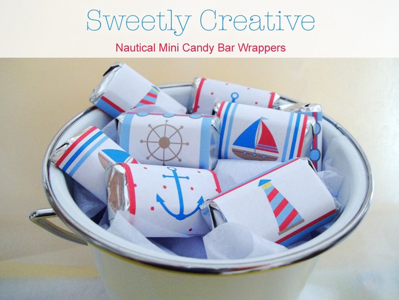 Nautical Mini Candy Bar Wrappers With Sailboat Lighthouse - Etsy