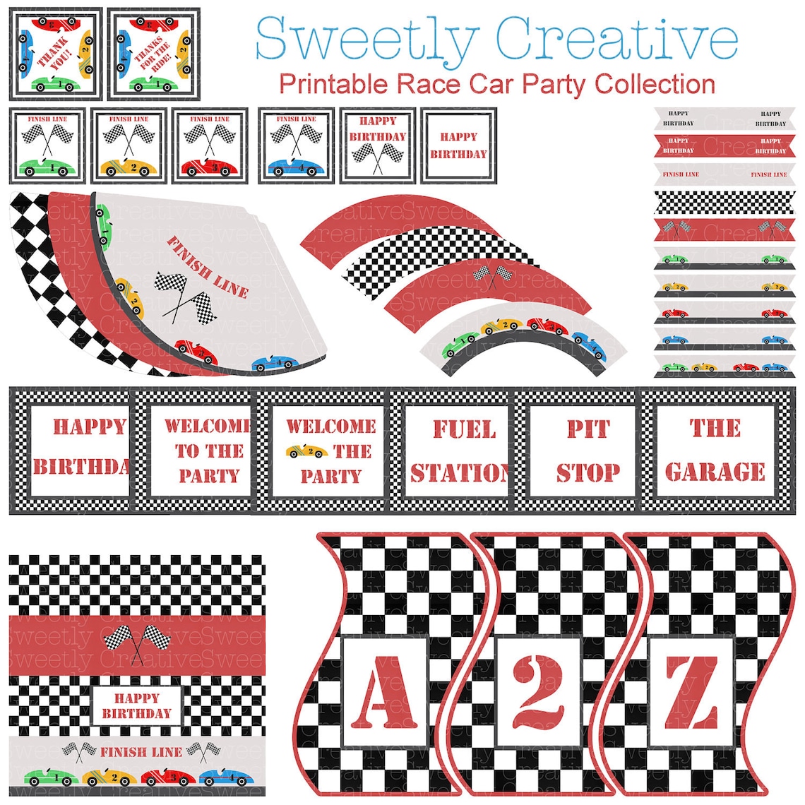 Race Car Party Collection Printable INSTANT DOWNLOAD Etsy