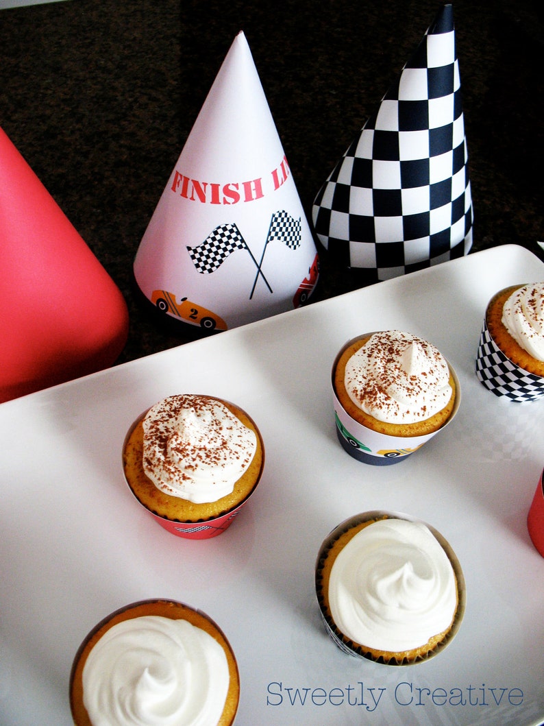 Race Car Party Cupcake Wrappers  INSTANT DOWNLOAD  Printable image 4