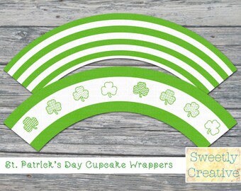 Printable St. Patrick's Day Clover Cupcake Wrappers - INSTANT DOWNLOAD - Printable Digital Files