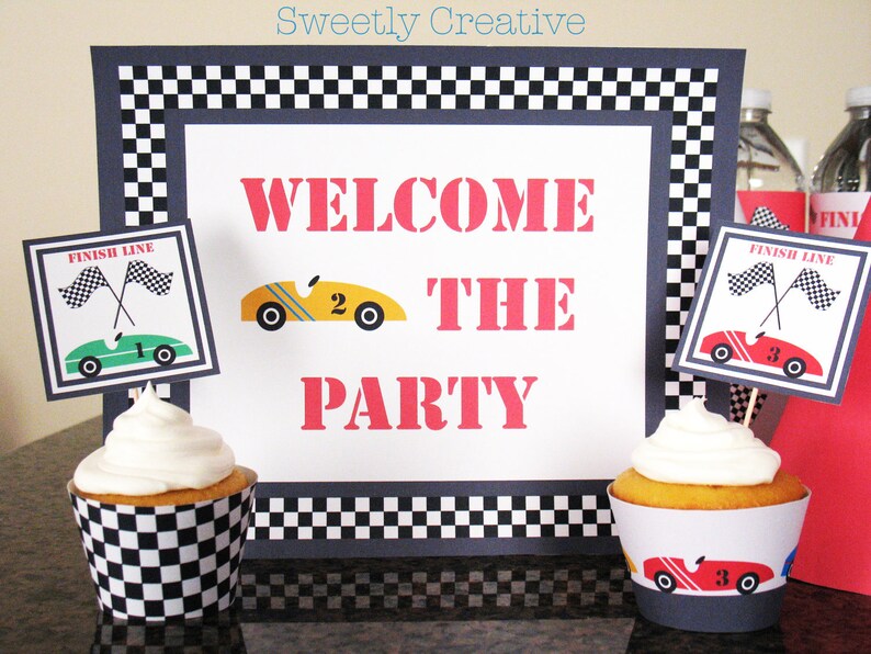 Race Car Party Cupcake Wrappers  INSTANT DOWNLOAD  Printable image 3