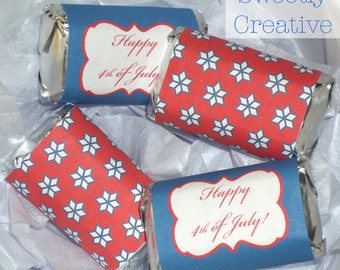 July 4th Mini Candy Bar Wrappers - INSTANT DOWNLOAD - Printable Digital File