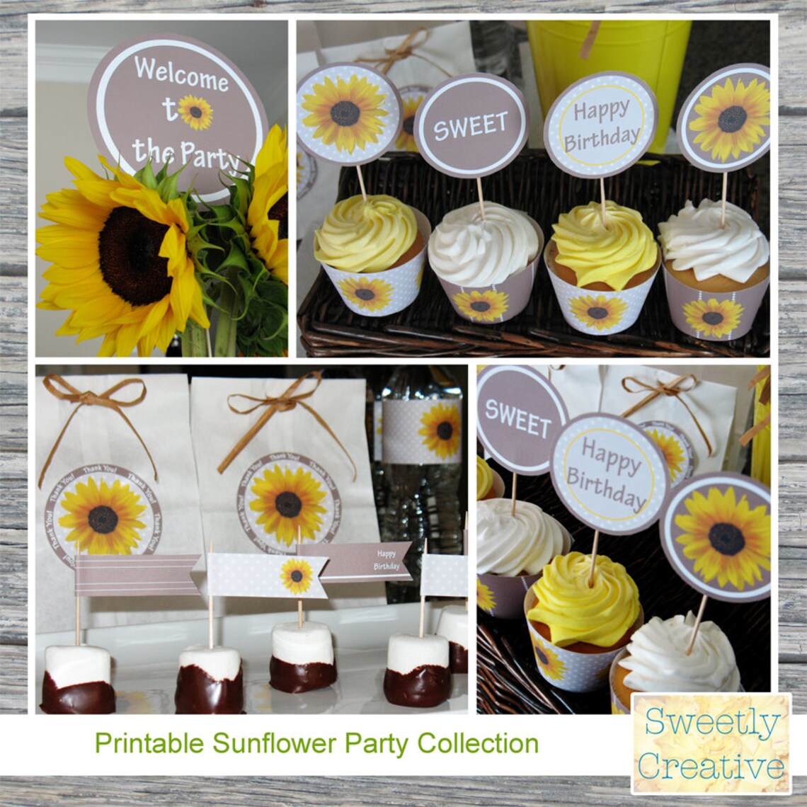 Printable Sunflower Party Collection Digital Party Supplies Etsy