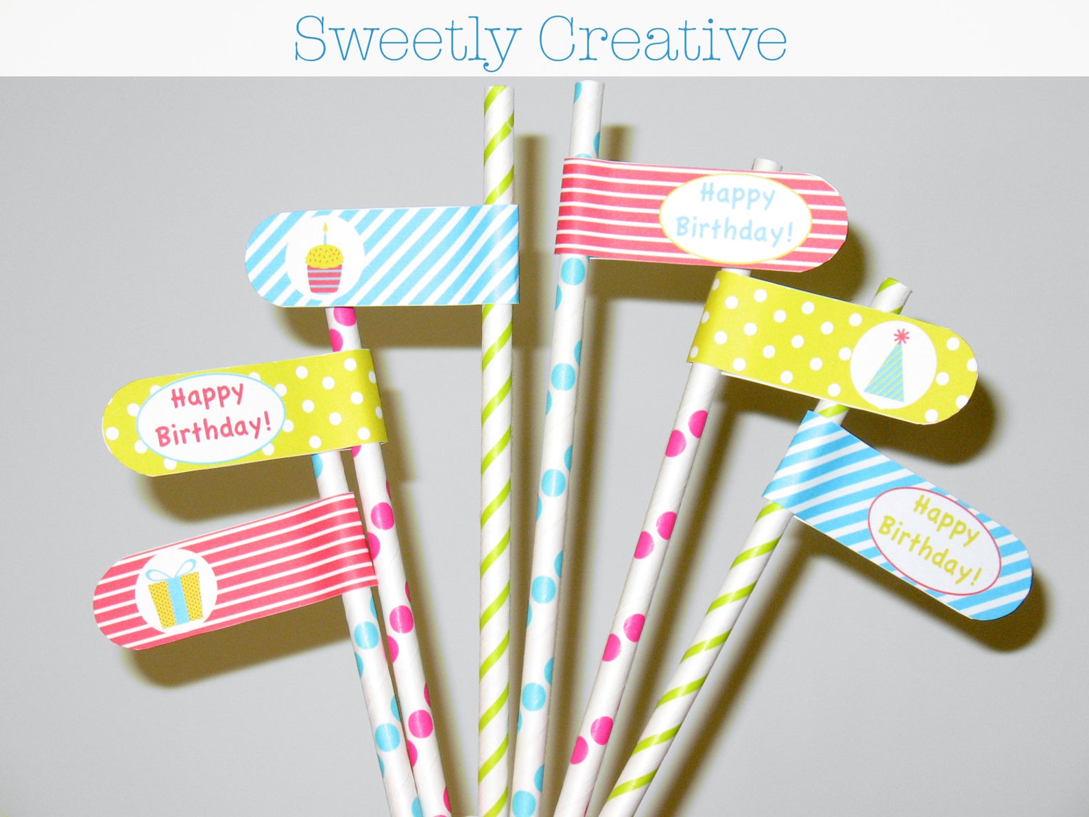 Printable Happy Birthday Flags and Toppers With Gift Party | Etsy