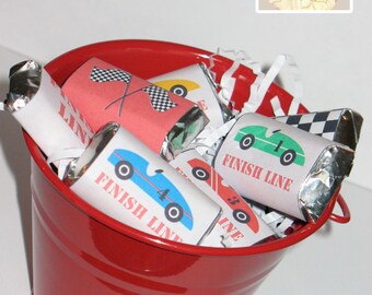 Mini Candy Bar Wrappers, Race Car Party - INSTANT DOWNLOAD - Printable Digital Files