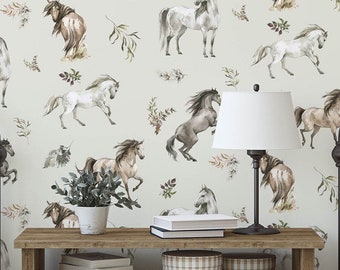 Wild and Free horse Wallpaper. Removable Peel and Stick, Pre-pasted & Traditional paste up Wallpaper