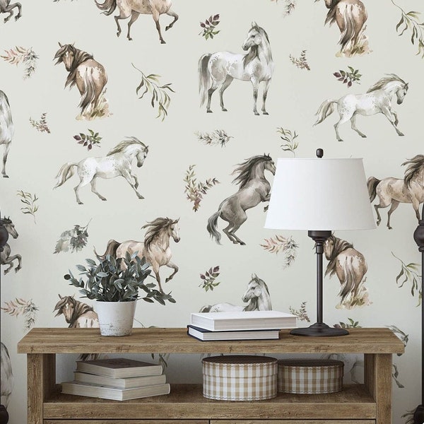 Wild and Free horse Wallpaper. Removable Peel and Stick, Pre-pasted & Traditional paste up Wallpaper
