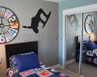 Vinyl Wall Art Decal - Snowboarder Boys bedroom wall decal. Sports decal