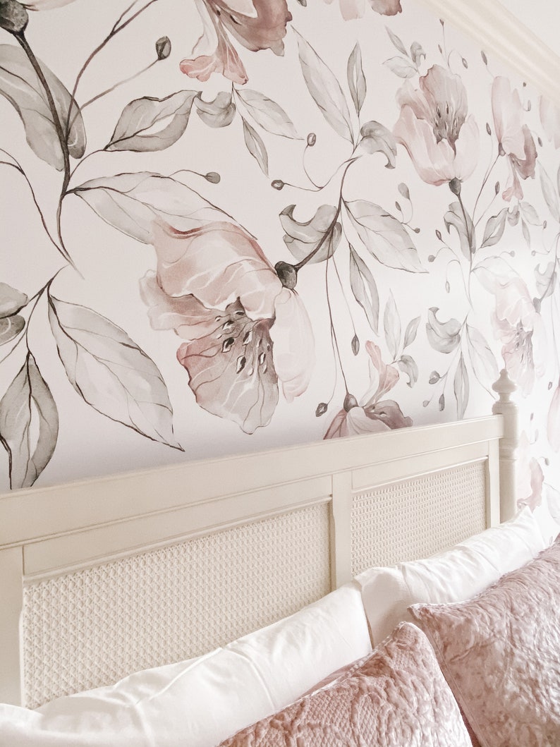 Poppies in the Breeze Peel and Stick Wallpaper Vinyl Wallpaper Etsy