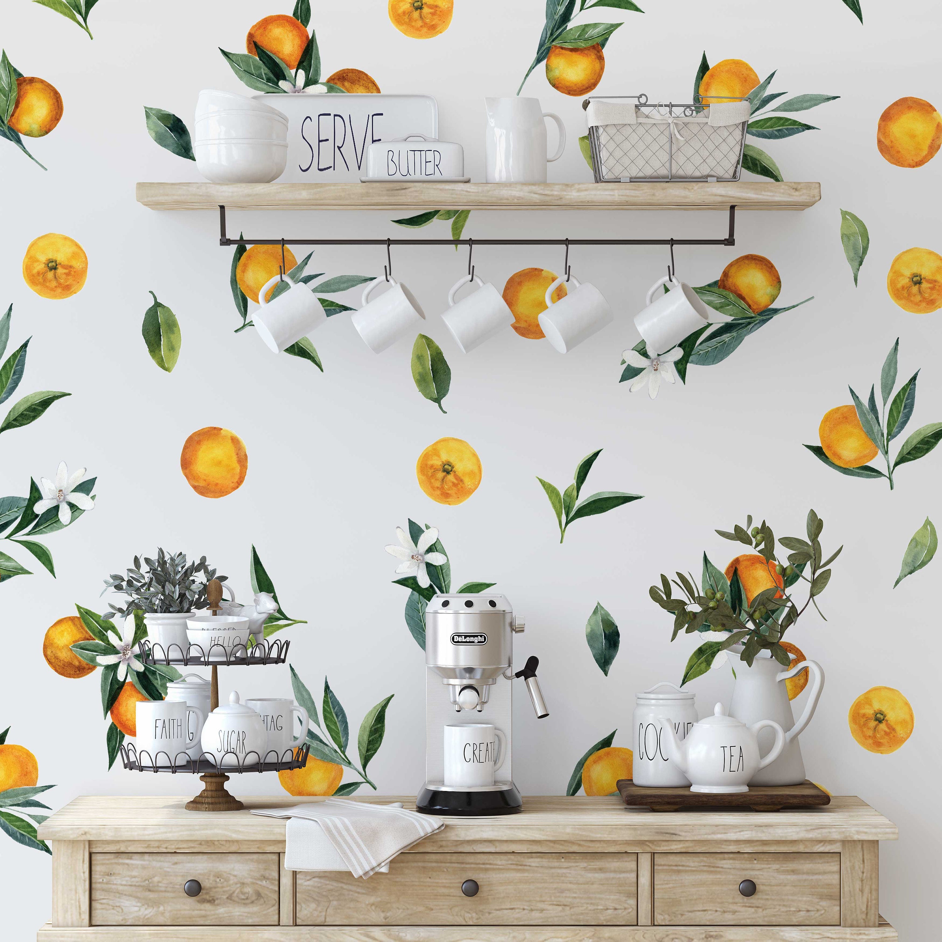 Removable Wall Decals Set of Tangerines and Leaves Decals. Etsy