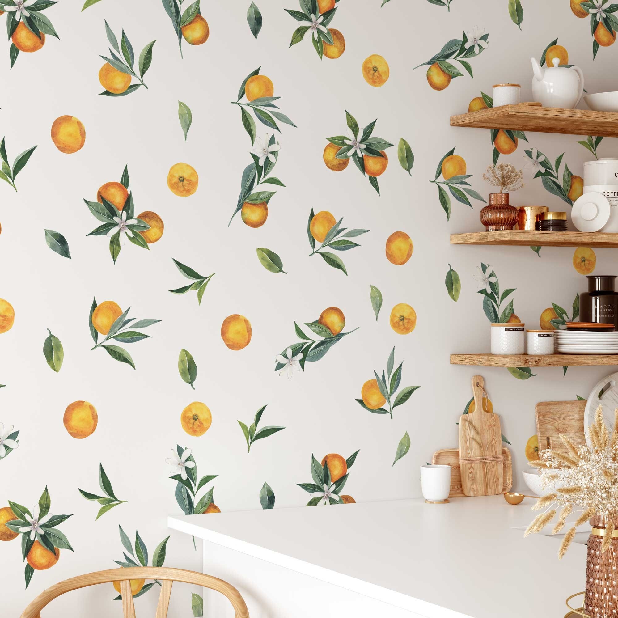Removable Wall Decals Set of Tangerines and Leaves Decals. Etsy