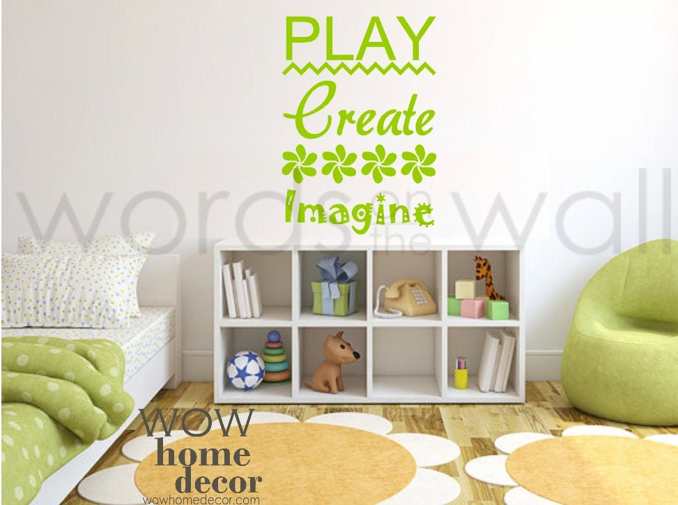 Playroom Vinyl Wall Art Decal Play Create Imagine Playroom Etsy