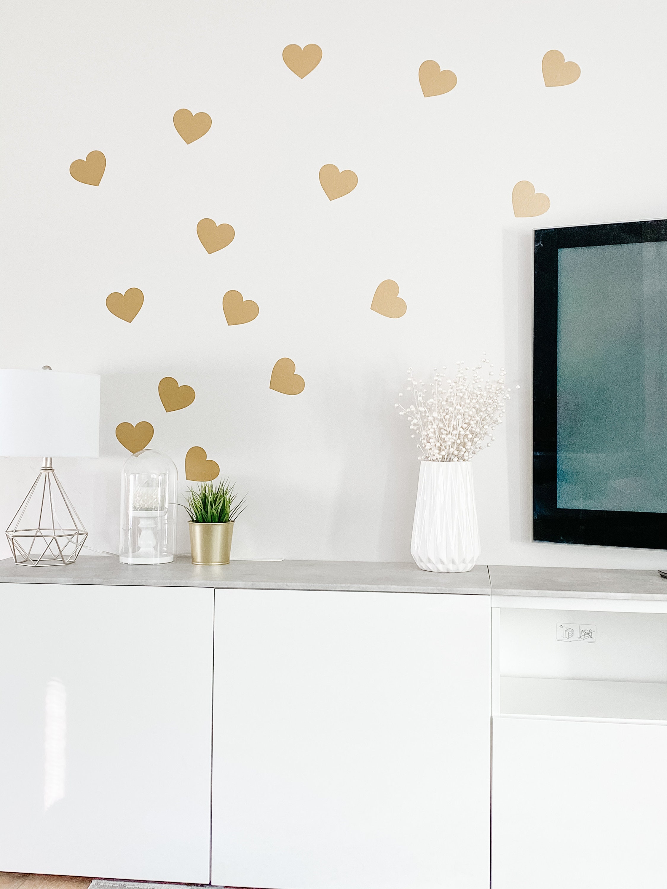 Set of 50 X 4 Inch Hearts. Vinyl Wall Art Decal. Geometric Wall Pattern ...