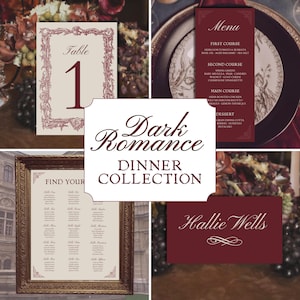 Gothic Wedding Reception Stationery Bundle, Editable Canva Set