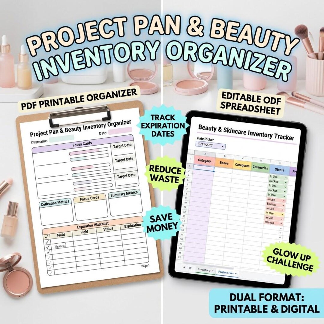 Beauty Inventory Project Pan Tracker | Skincare Expiration Log (PDF ...