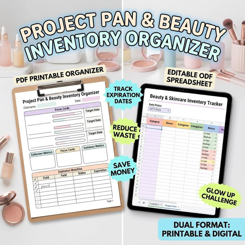Beauty Inventory Project Pan Tracker | Skincare Expiration Log (PDF ...
