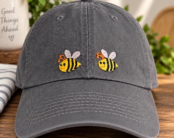 Bibi Hat, Embroidered Bee Baseball Cap, Pro Israel Jewish Gift, Netanyahu