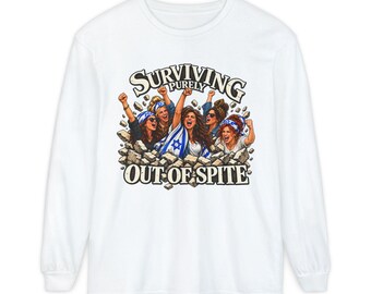 Surviving Purely Out of Spite Funny Group Illustration Long Sleeve T-Shirt
