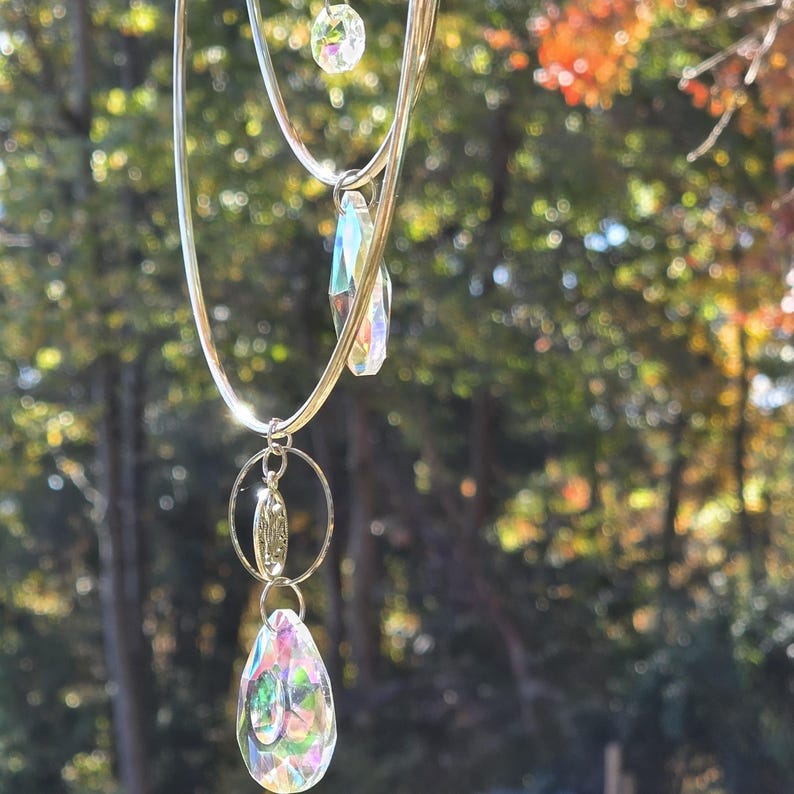 Handmade Lotus Flower Suncatcher, Iridescent Crystal Sun Catcher ...