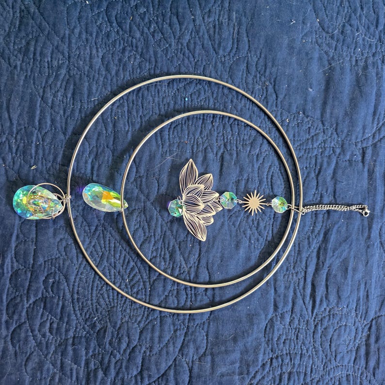 Handmade Lotus Flower Suncatcher, Iridescent Crystal Sun Catcher ...