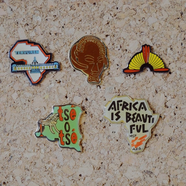 Vintage enamel pins of Royal Museum for Central Africa and other organisations - 1990s