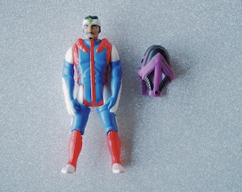 Ali Bombay + Vortex M.A.S.K. helmet from 80s animated TV show M.A.S.K. - Original M.A.SK. action figure and helmet