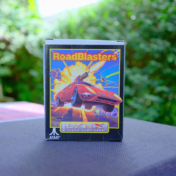 Auténtico juego Atari Lynx “RoadBlasters” (versión PAL europea) - Juego Lynx genuino de 1990 - Completo en caja con manual.