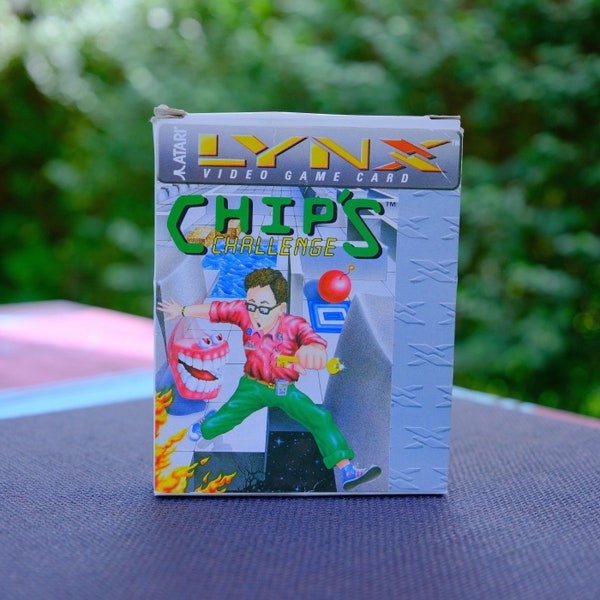 Authentique jeu Atari Lynx « Chip's Challenge » (version PAL européenne) - Authentique jeu Lynx de 1989 - Complet dans sa boîte avec le manuel.