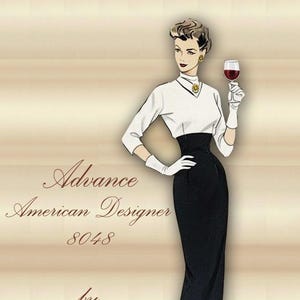 1950s Advance 8048 Cocktail Dress Pattern with Cropped Jacket: Edith Head Designer