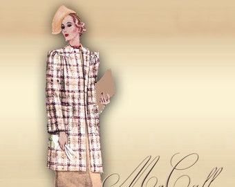 1930s Coat Pattern -Art Deco Appeal - Collarless and Easy to Make - Two Lengths - McCalls 3175