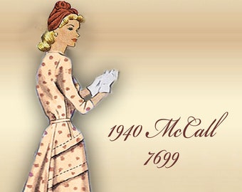 1940s Dress Pattern -  Elegant Midi Length Skirt with Wide Pintucks - Unique Back Interest Styling - Vintage McCall 7699
