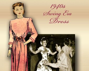 1940s Swing Era Dress Pattern- Two Piece Day Dress Comfortable to Wear - Ideal for Swing Dancing - Factory Folded - Hollywood 1682