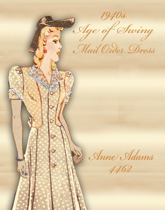 Anne Adams mail order dress pattern unprinted Bust 34 1940s