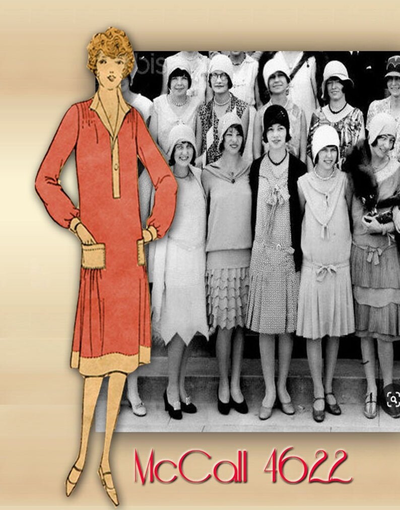 Original 1920s McCall 4622 Dress Pattern Slip On Flapper Chemise Style Bust 36.5