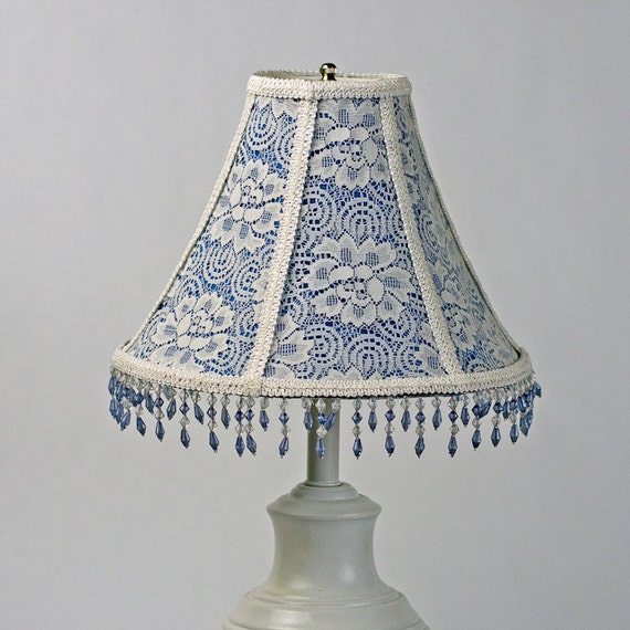 Items similar to Lace Lamp Shade, Blue Lamp Shade, Victorian Lampshade