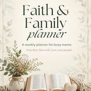 Agenda hebdomadaire Foi et Famille, PDF imprimable pour les mamans chrétiennes, pages de prière et de repas