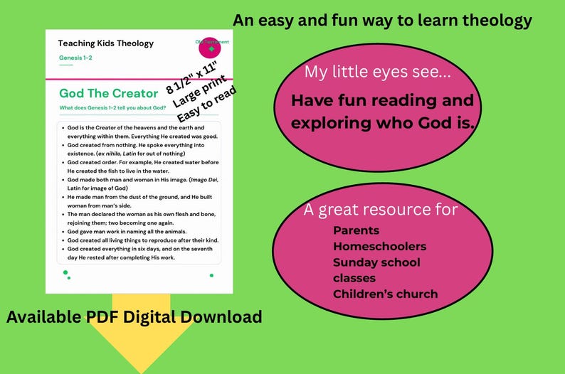 God Lettering Creator Teaching Kids Theology: God Our Creator - Etsy UK