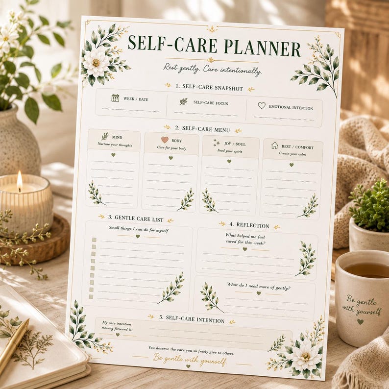 Gentle Self-care Planner Printable | Wellness Journal Page (digital Download) - Etsy