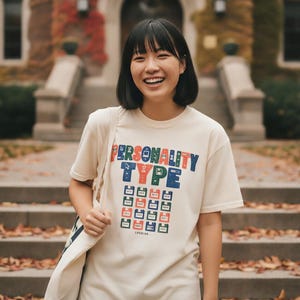 Retro Floppy Disk Personality Type Tee, Psychology Teacher Gift, All 16 Types Grid Design