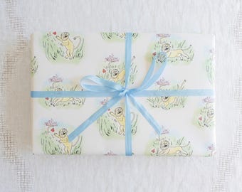 Geschenkpapier mit Löwe und Schmetterling | 3 Blatt | Matt | Kindergeschenkpapier
