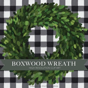 Digital clip art Boxwood wreath, clipart, png, hand drawn wreath, diy wedding, digital  frame, leaf clipart, wedding clipart, graphic, 0004