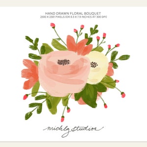 Floral digital clip art, flower bouquet, wedding, diy wedding, florals, watercolor, hand made, graphics, floral elements, watercolour, 0023