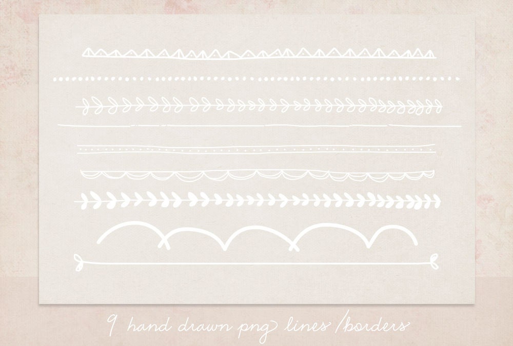 Clipart 9 Hand drawn PNG borders/lines | Etsy
