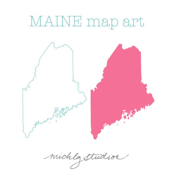 VECTOR & PNG Maine map clip art, state, country, silhouette