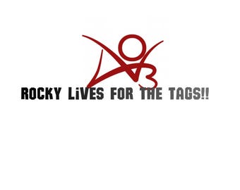 Sticker that says rocky lives for the tags