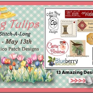 Flower Barn Tanzende Tulpen Mystery Stitch Along Block Nr. 7 Woll-Applikationsset Bild 10