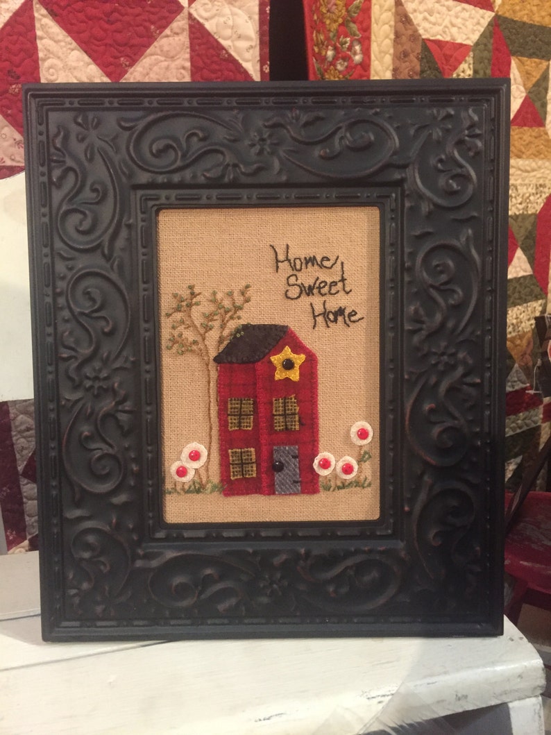 Home Sweet Home Stitchery and Wool Applique Kit and Pattern Etsy
