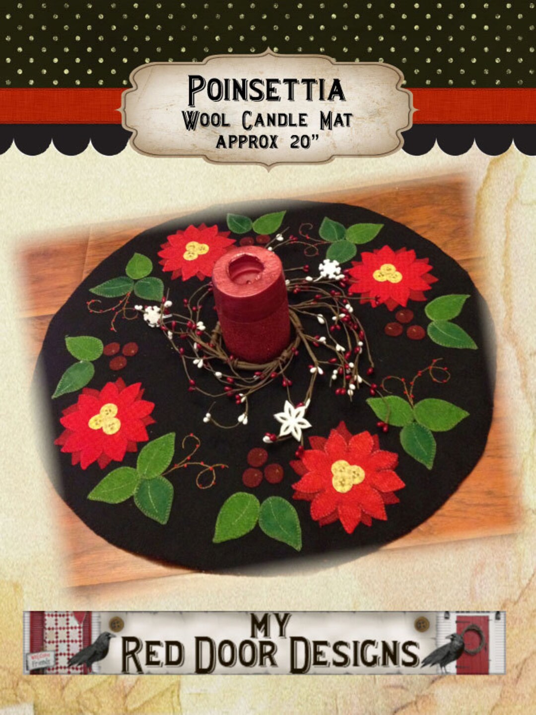 Poinsettia Wool Applique PDF Pattern - Etsy