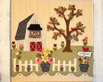 Flower Barn -- Dancing Tulips - Mystery Stitch along - Block #7 -- wool applique kit